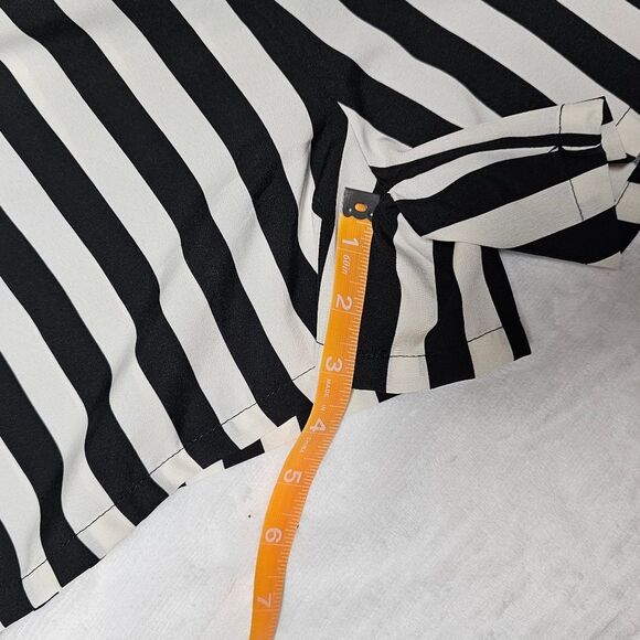 Colorblock Stripes Romper Black White Straps Goth Punk Beetlejuice Alternative M - Picture 11 of 14